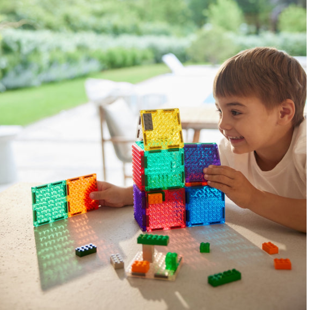 Cleverclixx Μαγνητικά πλακίδια Brick Tiles Pack Intense – Συνδυασμός με Lego Τουβλάκια | 16 κομμάτια